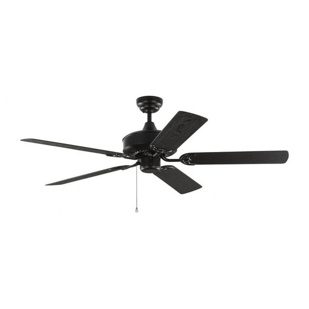 52-Inch 5 Blade Ceiling Fan In Matte Black With Black Abs Blade - Blade
