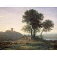thumbnail image 2 of Claude Lorrain 18x15 Black Ornate Wood Framed Double Matted Museum Art Print Titled - Jacob with Laban and His Daughters, 2 of 5
