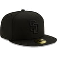 thumbnail image 3 of Men's New Era Black San Diego Padres Black on Black 59FIFTY Fitted Hat, 3 of 6