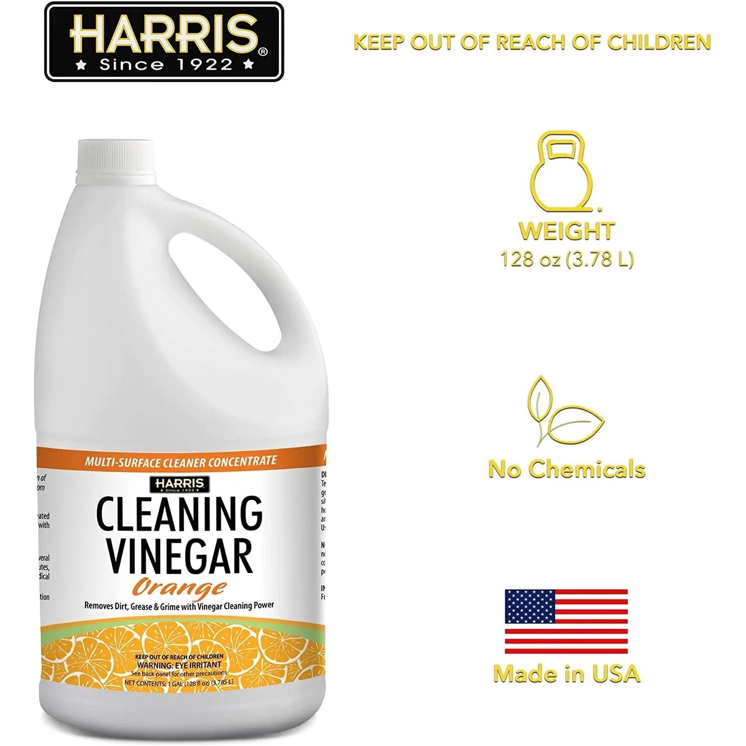Harris Cleaning Vinegar Mandarin Orange Scent All Purpose Cleaner 1 Gallon