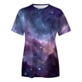 thumbnail image 5 of Womens Summer Tops Starry Night Print Women's Short Sleeve T Shirt Loose Fit Casual Crew Neck Top, 5 of 5