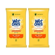 Wet Ones Antibacterial Hand Wipes, Tropical Splash, 20 Count (Pack of 2)