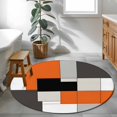 thumbnail image 4 of 3ft Round Rug, Burnt Orange Black Non-Skid Rubber Backing Large Area Rugs - Living Room Bedroom Home Office, Modern Abstract Geometric Indoor Floor Mat Carpets Washable Rug, 4 of 9