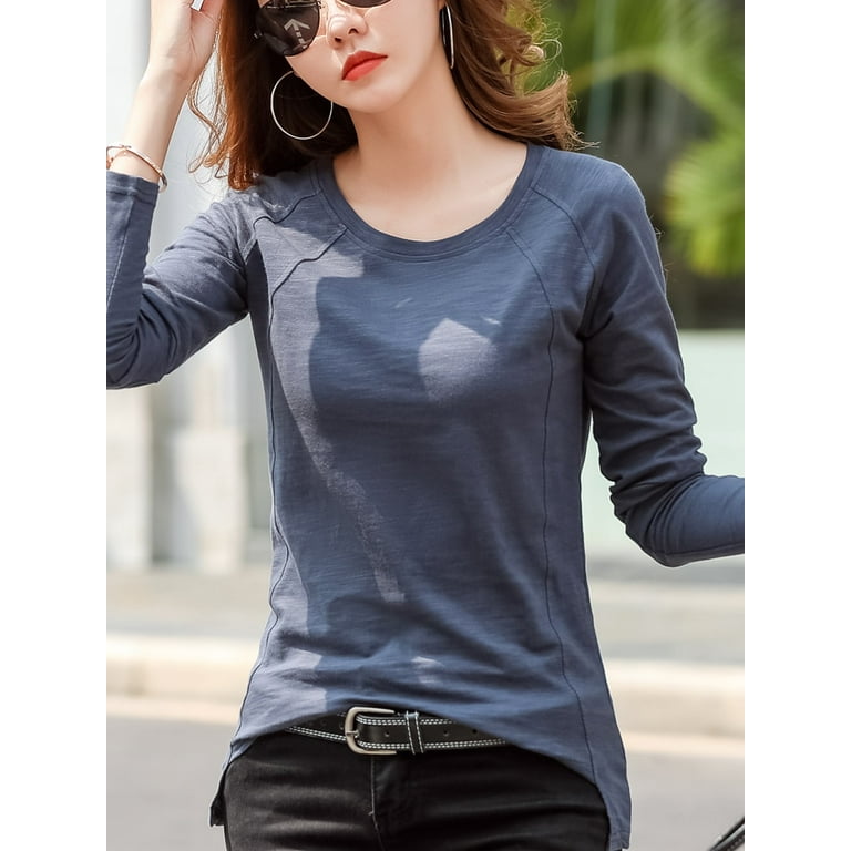 65%Polyester 35%Cotton Lady Ms Long Sleeve T-Shirt Garment Burnt-out Long  Sleeve Adults Modal T-Shirts Women Gentlewoman - China Women T Shirt and  Lady T Shrit Shirts price