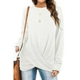 thumbnail image 1 of Sexy Dance Hauts pour Femmes T-shirt Uni Manches Longues Tee-Shirt Décontracté Col Rond Chandail Blanc P, 1 of 4
