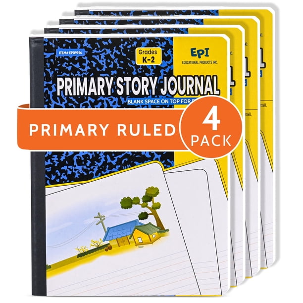 Cuaderno EPI de rayado primario, paquete de 4, 25 x 19 cm, 200 páginas