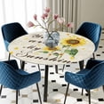 thumbnail image 5 of Elastic Fitted Round Tablecloth, Sunflower Waterproof Stretch Table Cover for 55"-60" Tables, Vintage Botanical Washable Outdoor Tablecloths for Patio, Picnic, Camping, 5 of 9