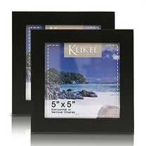 Klikel 5 x 5 Black Picture Frame - Set of 2 5x5 Black Wooden Photo Frame - Made of Real Wood with Glass Photo Protection - Wall Hanging and Table Standing Display