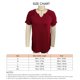thumbnail image 2 of Camiseta con cuello en V para mujer, pantalón corto informal, manga plisada, fruncida, Color puro, jersey de verano, Top rojo vino S, 2 of 2