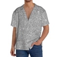 thumbnail image 3 of KLL GlitterSilver Print Men's Shirt Short Sleeve Button Down Summer Cuba Beach Shirts- 3X-Large, 3 of 7