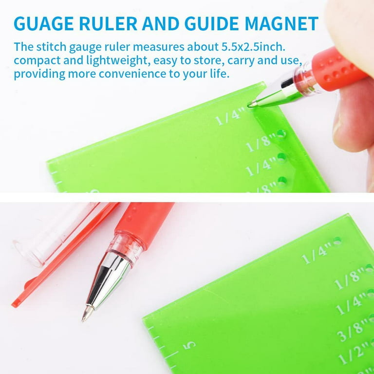 Seam Guide Ruler Set 3pcs, 2 Magnetic Seam Guid And Seam Allowance  Ruler,seam Gauge For 1/8 To 2 In