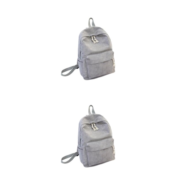 pitrice Velvet Backpack Solid Color Polyester Lining Easy Matching for Zipper Student Girls University Schoolbag Birthday Gift Grey 2Set