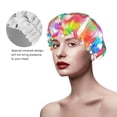 thumbnail image 3 of YFYANG Women's Double Waterproof Shower Cap, Colorful Feathers Pattern Reusable Hair Cap for All Hair Styles and Head Sizes, 3 of 6