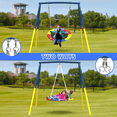 thumbnail image 5 of Leumius Flying Saucer Swing Set for Kids,440lbs Swing Set with Heavy-Duty Metal Frame and Adjustable Ropes,Outdoor Round Playset for Backyard, Playground,Blue, 5 of 6