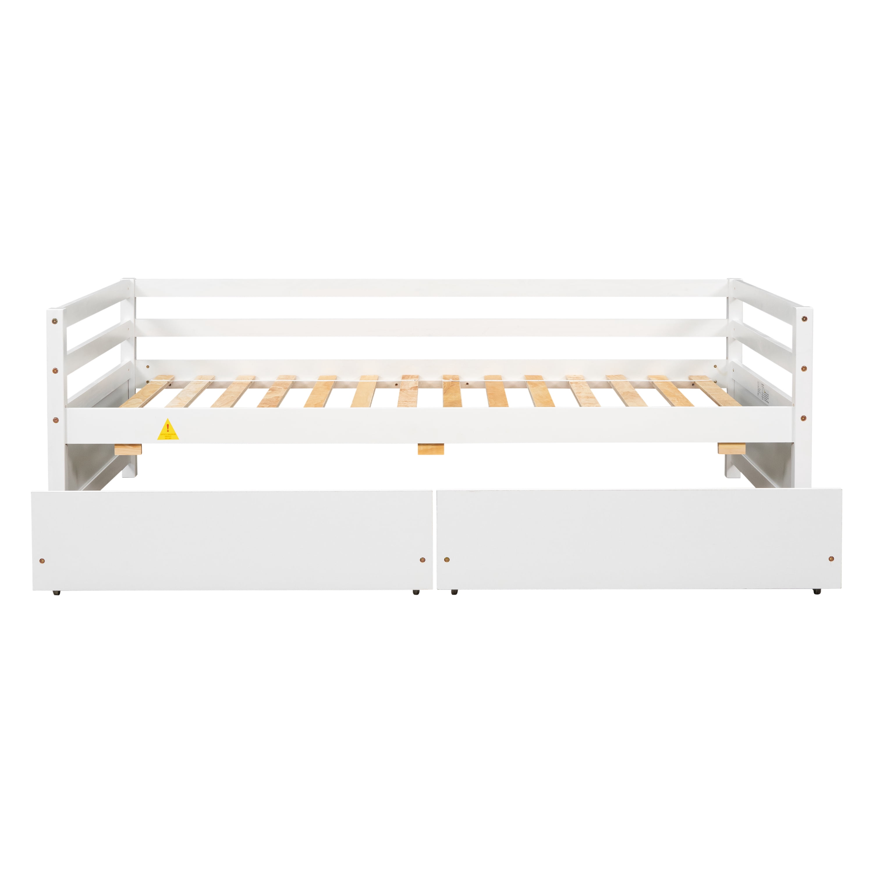 Euroco Pine Wood Storage Daybed with Two Drawers, Twin for Living Room, White