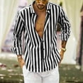 thumbnail image 2 of Men Shirts Fashio Vertical Striped Slim Fit Long Sleeve Casual Button Down Dress Shirts, 2 of 7