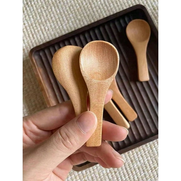 10pcs Wooden Long Handle Spoons For Eating Soup, Coffee, Honey, Jam And Other Condiments, Perfect For Family Coffee And Serving Creative Dishes, Lightweight And Convenient To Use