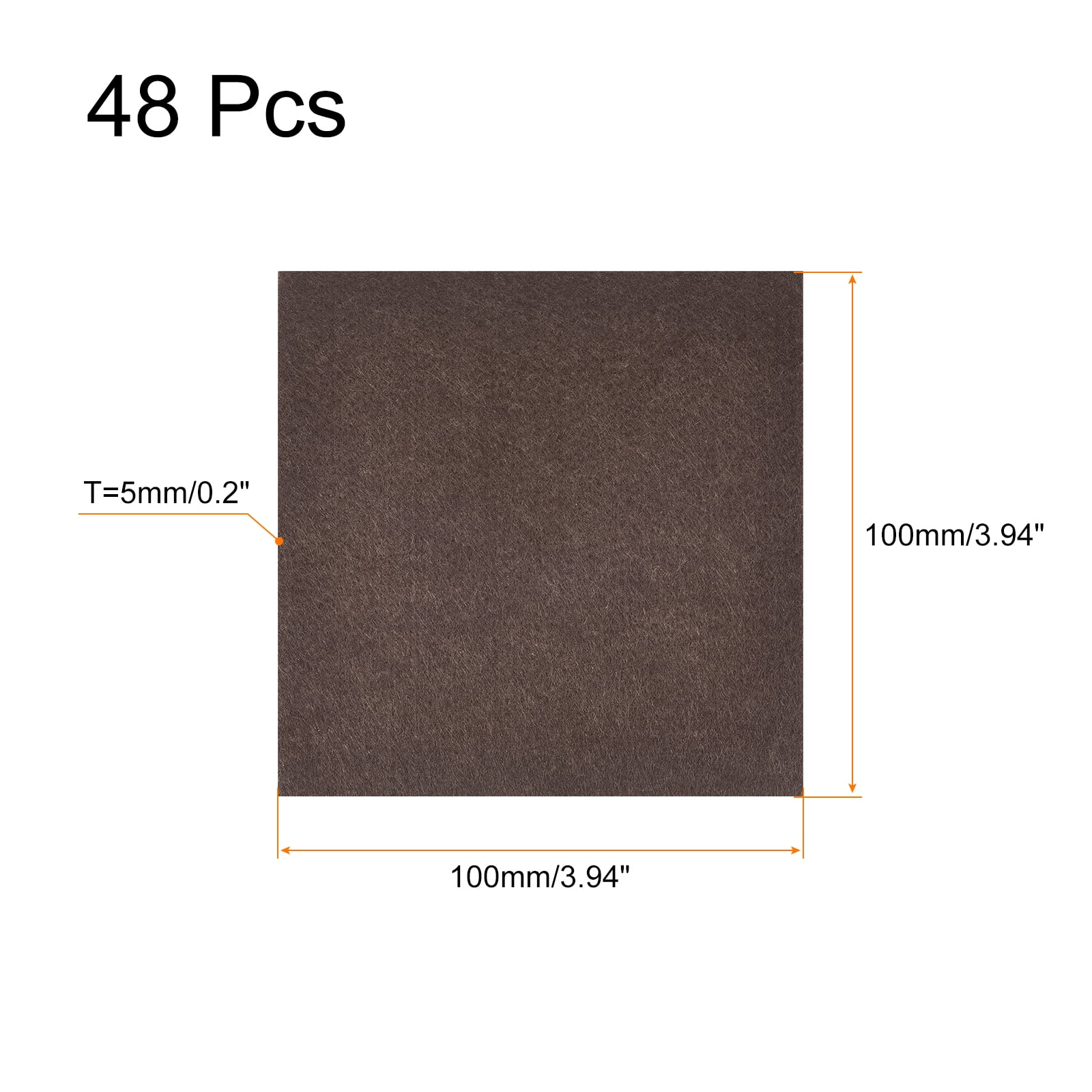 Felt Furniture Pads, 4" x 4" Self Adhesive Square Floor Protectors, Brown 48Pack