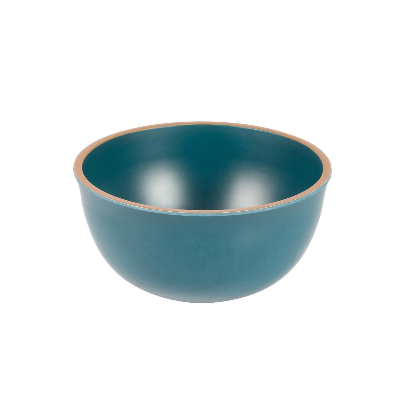 Gibson Home Rockabye 12 Piece Double Bowl Melamine Dinnerware Set, Matte Teal