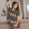 thumbnail image 3 of Naloa Mardi Gras4 Print Women Nightgowns,Womens Loungewear,Short Sleeve Sleepwear,Comfy Ladies Nightdress, 3 of 6