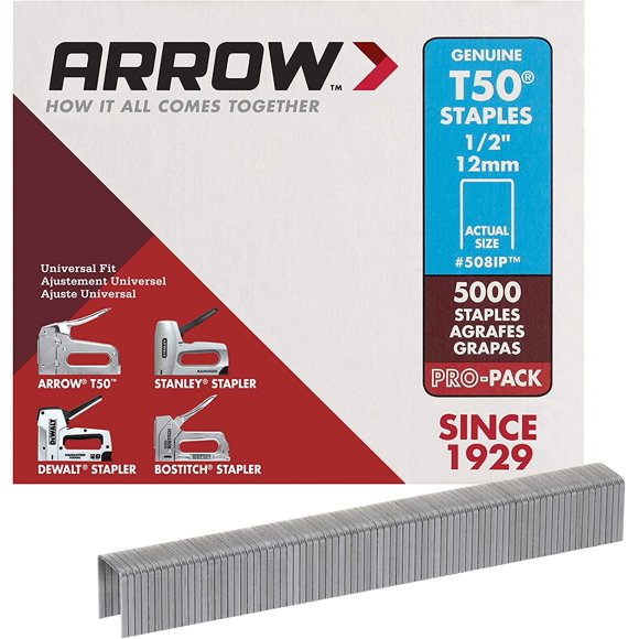 Staples Arrow 508IP Heavy Duty T50 de 1/2 pulgada, paquete de 5000