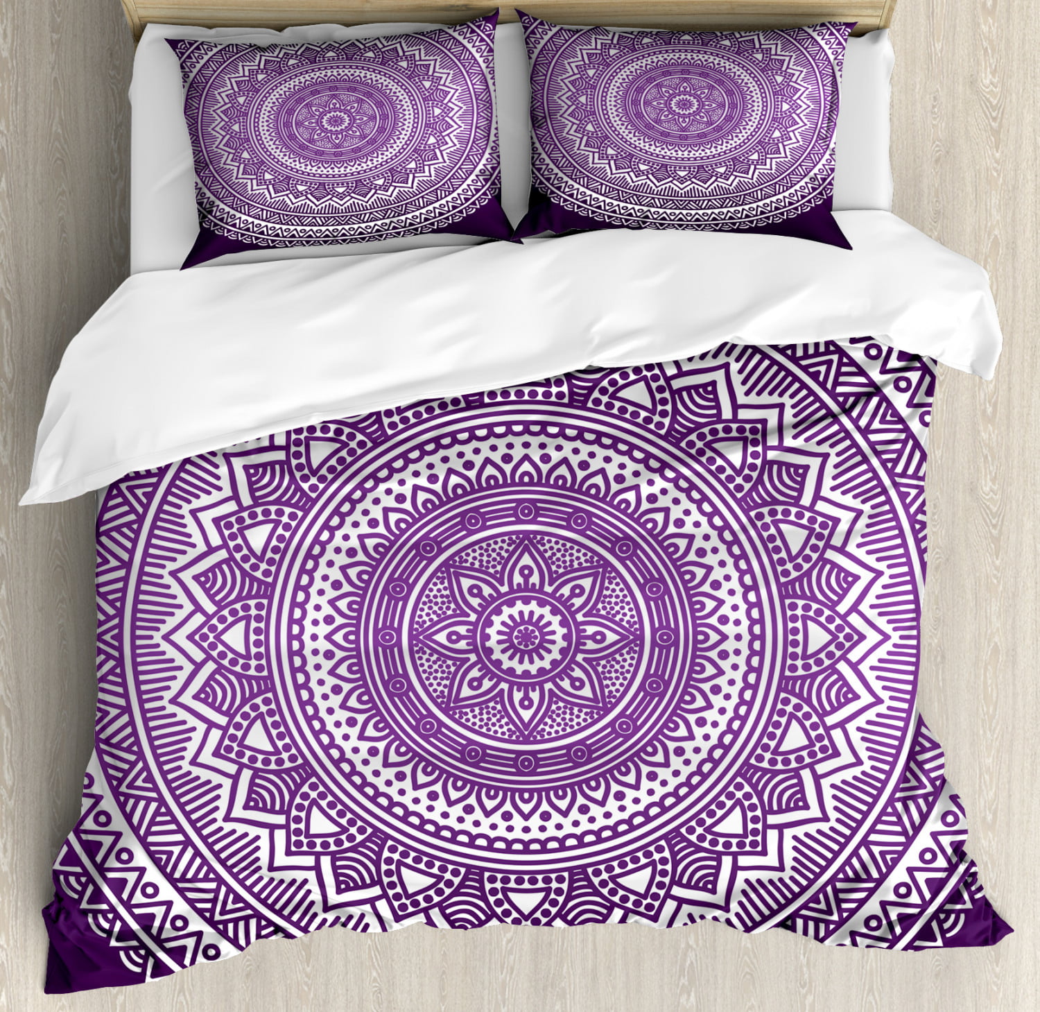 Blue Lotus Hippie Mandala Boho Bedding Queen Size Bed Sheet Set Pillow Covers 