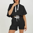 thumbnail image 6 of CHUMUD Women's Summer 2 Piece Shorts Sets Oversized Hooded Tops Short Sleeve Travel Outfits Fashion Matching Clothing Outfits, 6 of 8