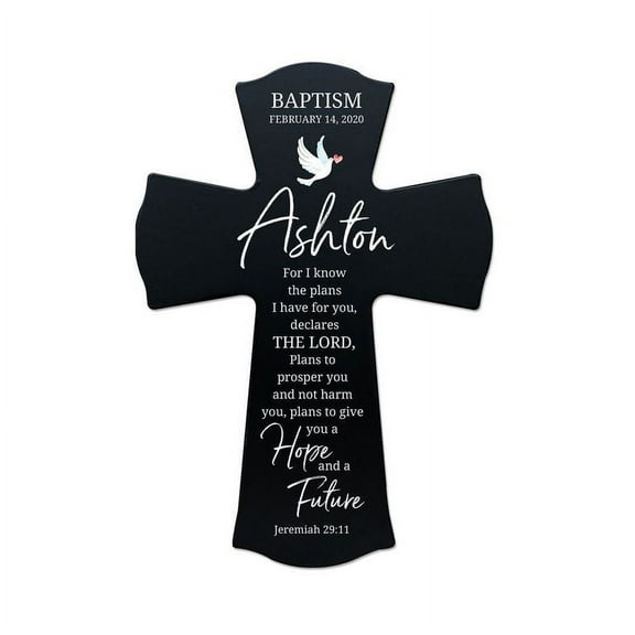 LifeSong Milestones 8x11.25in Black Wall Cross_Ashton Baptism