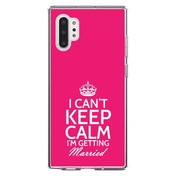 DistinctInk Clear Shockproof Hybrid Case for Galaxy Note 10 PLUS (6.8" Screen) - TPU Bumper, Acrylic Back, Tempered Glass Screen Protector - Can't Keep Calm I'm Getting Married