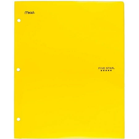 Five Star 2-Pocket Stay-Put Plastic Folder, Yellow (37453)