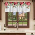 thumbnail image 6 of Christmas Curtain Valances for Windows, Kitchen Valance Window Treatments Panel 2 Pack, Winter Poinsettia Berry Farmhouse Wooden Grain Rod Pocket Short Curtains for Bathroom Bedroom 42 x 12 Inch, 6 of 8