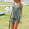 thumbnail image 6 of Xysaqa Women's 2 Piece Pajama Set Comfy Ribbed Knit Loungewear Sleeveless Tank Top Drawstring Elastic Waist Shorts Lounge Set for Women Fashion Sleepwear S-Xxl Army Green Xxl, 6 of 6