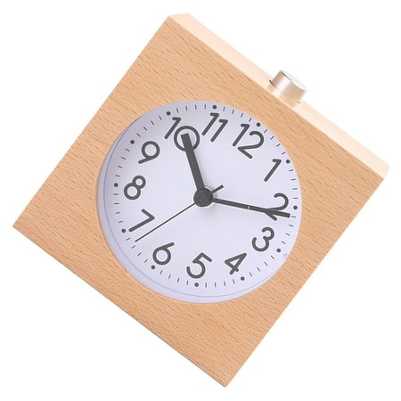 WRISTBIQUE Silent Clocks Square Wooden Silent Alarm 1Pack 3.9In