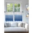 thumbnail image 4 of Sheer Curtains 45 Inch Length 2 Panels Set for Kitchen, Blue White Ombre Semi Sheer Curtains for Windows, Modern Abstract Striped Lines Art Voile Window Treatments Rod Pocket Curtain, 4 of 7