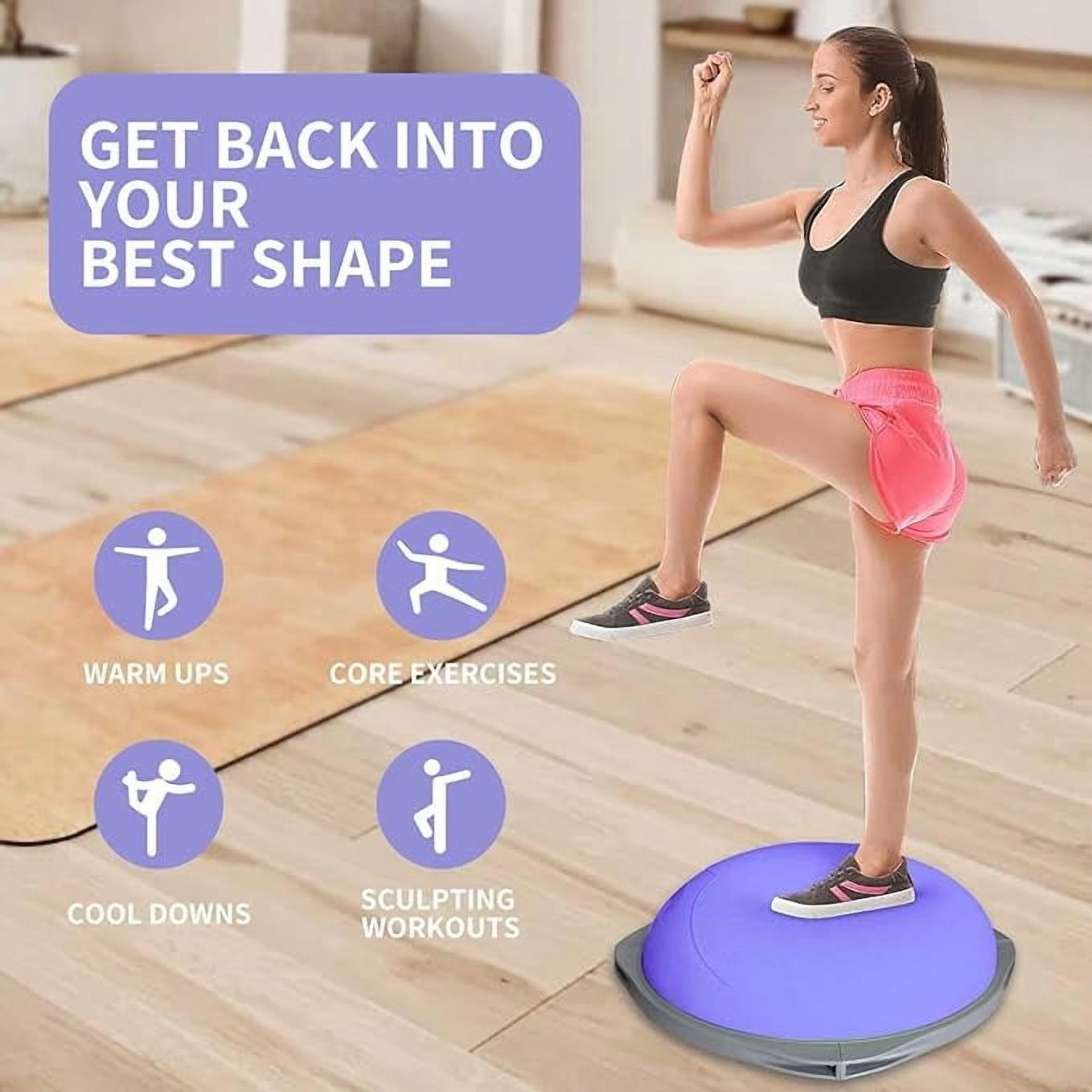 Weight loss yoga balance ball, exercise for leg muscles, hemispherical balance trainer, household fitness equipment, 31.5-inch core training anti-slip yoga ball, healthy indoor fitness.