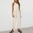 thumbnail image 2 of Uaswgudfs Womens One Piece Jumpsuits Sleeveless Wide Leg Jumpsuit Dressy Loose Overalls Vacation Outfits White M, 2 of 9