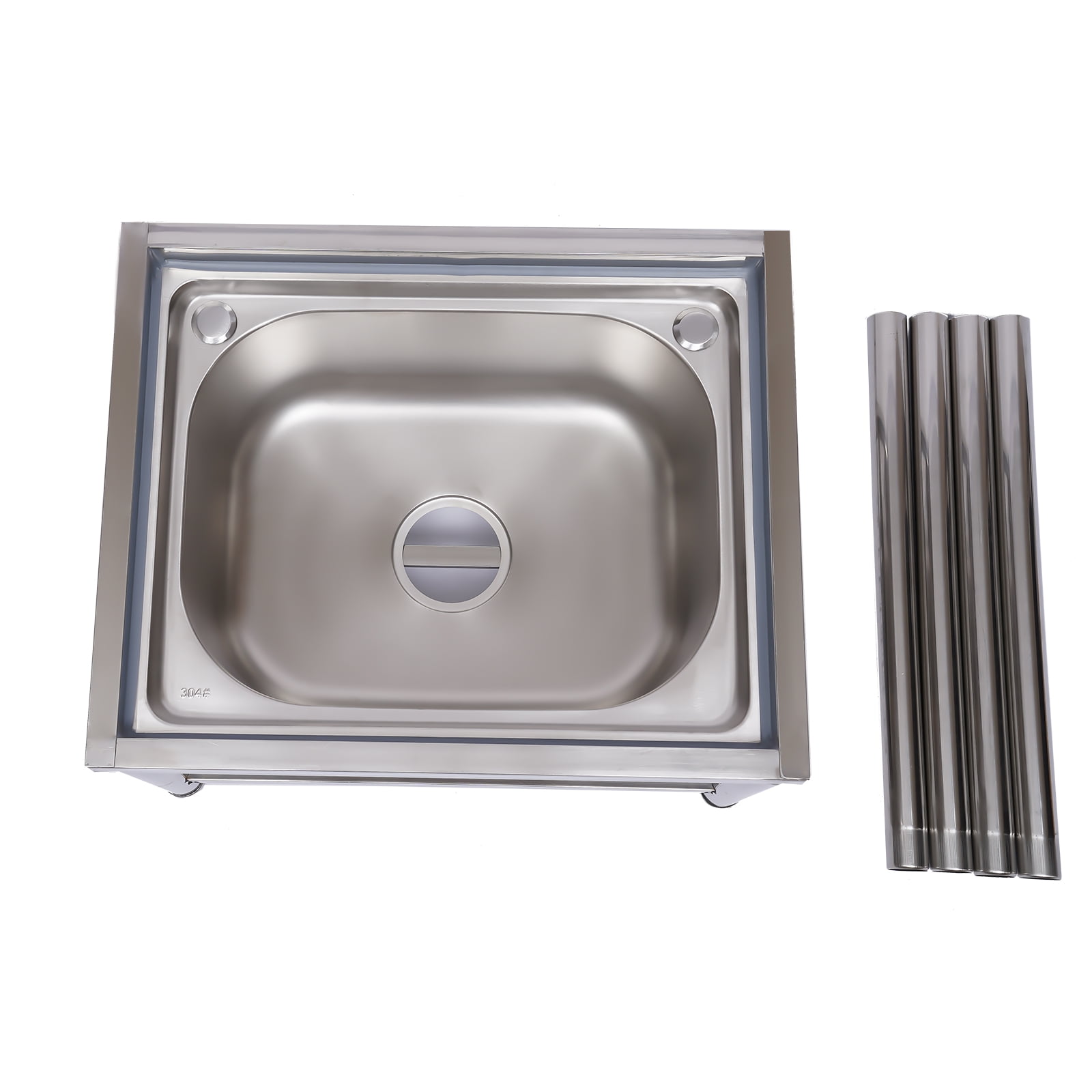 Miumaeov Free Standing Stainless-Steel Single Bowl Commercial Restaurant Kitchen Sink, Prep & Utility Washing Hand Basin with Storage Shelf, laundry tub for Indoor Outdoor