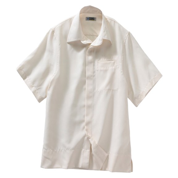 Ed Garments Short Sleeve Traditional Collar Camp Shirt, CREAM, X-Small