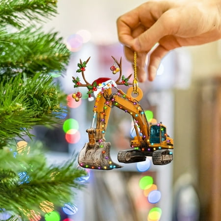 

Naughtyhood Christmas 2022 1PC Christmas Ornaments Hanging Decoration Gift Product Personalized Family Iron Fire Truck Excavator Excavator Pendant Home Decor Clearance