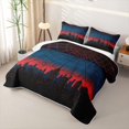 thumbnail image 3 of Erosebridal Spider Web Halloween City Bed Spread Queen for Boys Girl, Blue Red Gradient Town Queen Coverlet Set, 3-Piece, 3 of 7