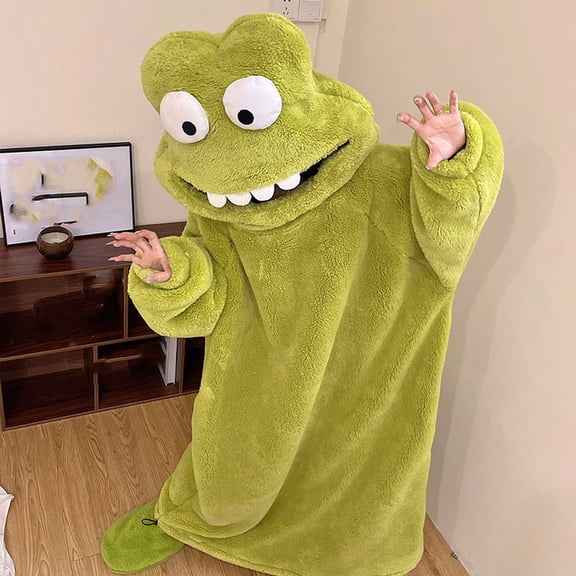 Big Mouth Monster Onesie Pajamas Adult Funny One Piece Sleepwear, Cute Cartoon Jumpsuit Loungewear Outfit for Cozy Home Relaxing