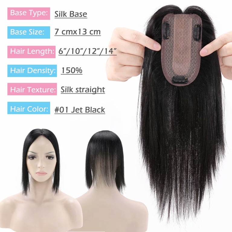 Benehair Silk Base Clip In Topper Hairpiece 100% Remy Real  display picture 1