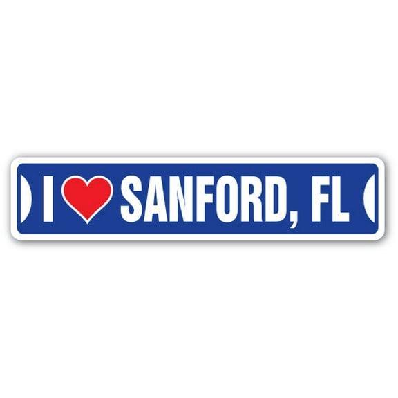I LOVE SANFORD FLORIDA Street Sign fl city state us wall road décor gift
