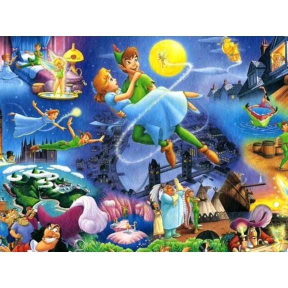 Tinker Bell Diamond Painting Kits for Adults, 5D Seaside Moon Diamond Art Kits for Beginners, DIY Full Drill Paint with Diamond, Home Wall Decor 12 x16 Inch