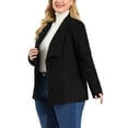 thumbnail image 4 of Agnes Orinda Women's Plus Size Lapel Drop Shoulder Long Sleeves Open Front Jacket 1X Black, 4 of 7