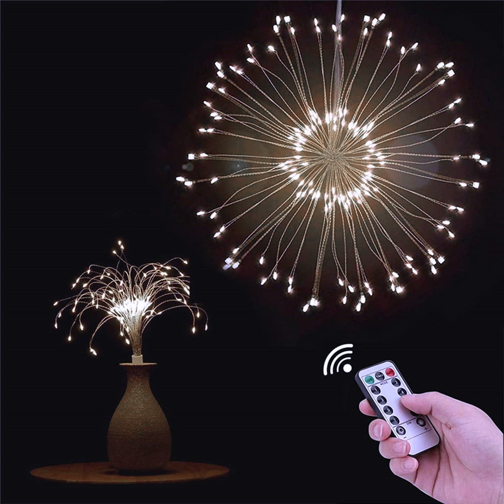 120 LEDs Hanging Decor Lights Starburst Fireworks Fairy String Light With Remote 