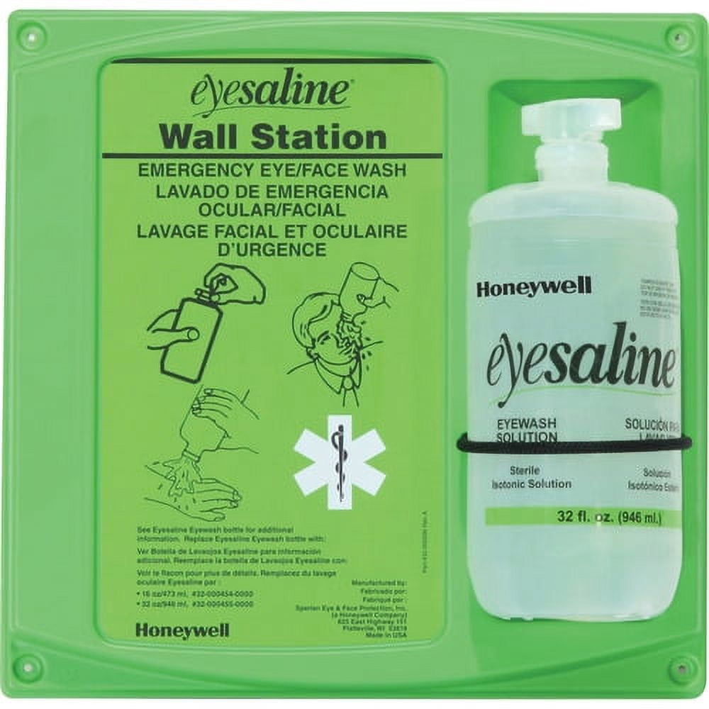 Eyesaline Eyewash Station 2 lb - 4.5" x 14" x 13" - Green, Clear