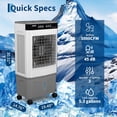 thumbnail image 6 of 3000 CFM Portable Cooler Fan with Remote & Timer, 5.3 Gal Water Tank, 3 Speeds, 120° Oscillation, Auto-Swing Louvers & 3-Side Cooling Pads, Blows Cold Air for Home Office Workshop Garage, 6 of 7