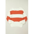 thumbnail image 5 of Women's Orange Stripe Color Block Drop Shoulder Bubble Sleeve Sweater | [ZhiHiMeRi] | (US 12-14)L, 5 of 12