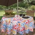 thumbnail image 4 of Round Outdoor Tablecloth with Umbrella Hole and Zipper, Patio Table Cloth with Umbrella Hole Round, Fabric Waterproof Colorful Flower Tablecloth for Spring/Summer/Party/Picnic, 60" x 60", 4 of 6